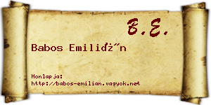 Babos Emilián névjegykártya